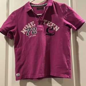 Catimini kids embroider Graphic 1/4 button down Polo Shirt short sleeve size 10